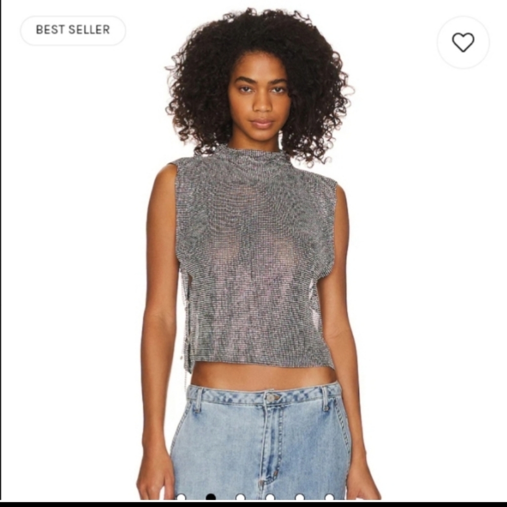 8 Other Reasons Revolve rhinestone mesh cowl neck top - Picture 2 of 7